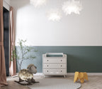 Half Wall Wainscot Wallpaper : Teal Panel and White Mural