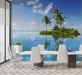 Tropical Island Lagoon Wallpaper : Palm Tree Ocean Mural