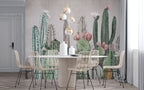 Cactus Garden Wallpaper : Watercolor Succulent Mural