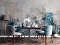 Watercolor City Wallpaper : Blue Grey Skyline Mural