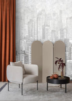 Pencil Sketch Skyline Wallpaper : Grey Skyscrapers Mural - View 3