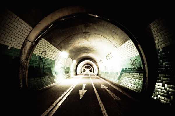 Tiled Tunnel Wallpaper : 3D Road Tunnel Perspective Mural - flat design