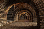Brick Archway Tunnel Wallpaper : 3D Vaulted Cellar Mural - flat design