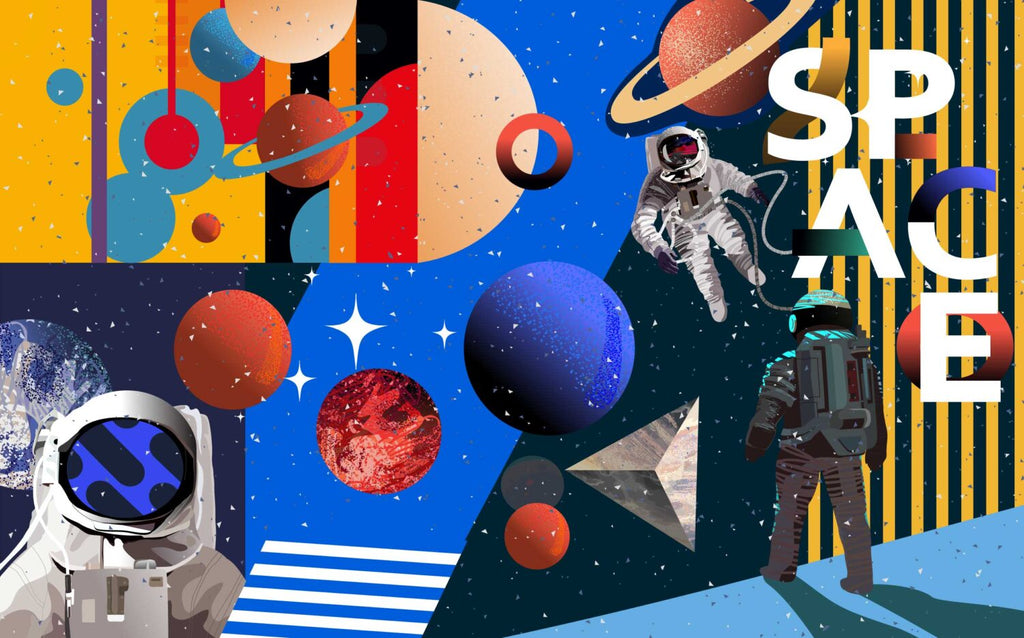 Astronaut Planets Wallpaper : Bold Space Adventure Mural - View 2