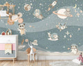 Astronaut Animals Wallpaper : Space Fox and Panda Kids Mural