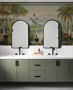 Tropical Lake Landscape Wallpaper : Vintage Botanical Palm Mural - View 2