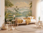 Tropical Lake Landscape Wallpaper : Vintage Botanical Palm Mural - View 4