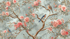Spring Garden Bird Wallpaper : Sage Chinoiserie Blossom Mural - View 2