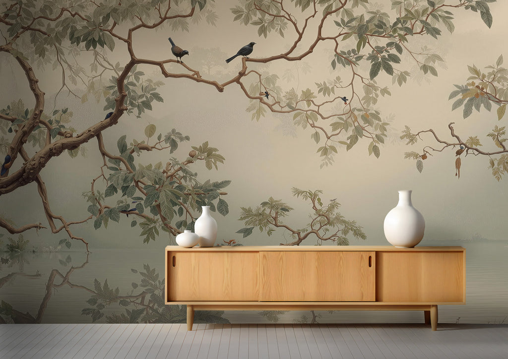 Chinoiserie Birds and Branches Wall Mural
