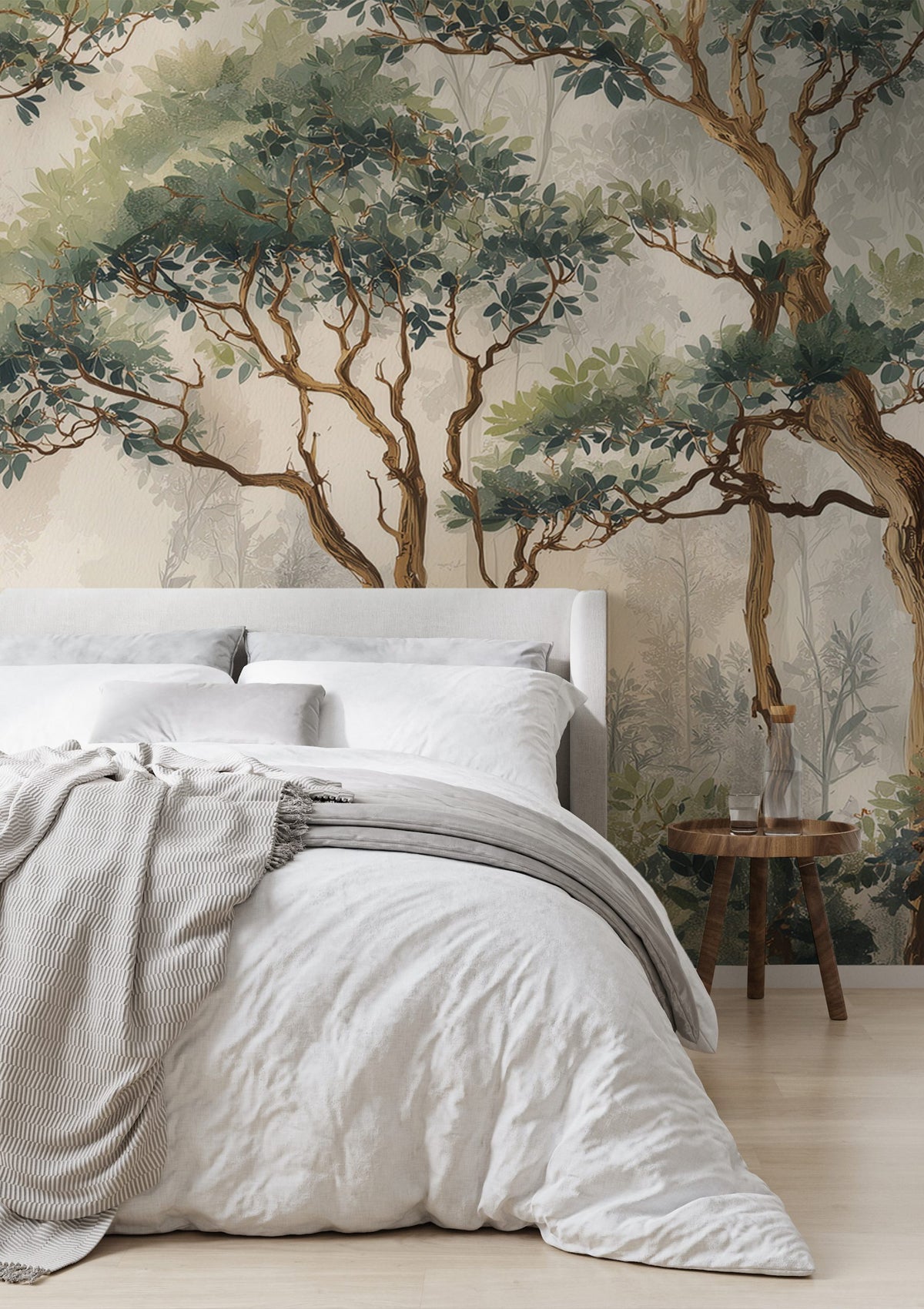 Green Trees Wallpaper : Soft Painterly Woodland Mural - View 3