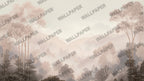 Blush Misty Mountain Wallpaper : Soft Forest Landscape Mural - View 2