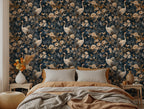 Crane Floral Wallpaper : Dark Elegant Bird Mural