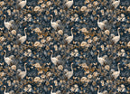 Crane Floral Wallpaper : Dark Elegant Bird Mural - View 2
