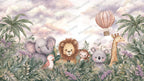 Nursery Animal Friends Wallpaper : Pastel Lion Koala and Balloons Kids Mural - View 2