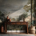 Tuscan Valley Wallpaper : Misty Cypress and Village Landscape
