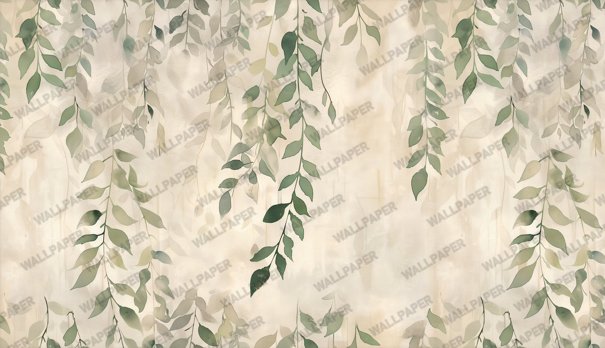 Hanging Eucalyptus Wallpaper : Trailing Green Vine Wall Mural - View 2