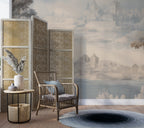 Grisaille Landscape Wallpaper : Pale Sepia Scenic Wall Mural - View 6
