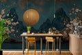 Gold Moon Mountain Wallpaper : Japanese Blossom Night Wall Mural