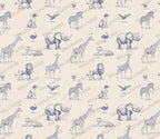 Blue Sketch Safari Animals Wallpaper : Cream Nursery Mural - View 2