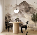 Ink Mountain Wallpaper : Sumi-e Far East Landscape Wall Mural