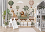 Safari Train Nursery Wallpaper : Hot Air Balloon Kids Wall Mural