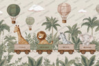 Safari Train Nursery Wallpaper : Hot Air Balloon Kids Wall Mural - View 2