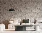 Grey Blossom Branch Wallpaper : Soft Neutral Chinoiserie Wall Mural - View 5