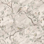 Grey Blossom Branch Wallpaper : Soft Neutral Chinoiserie Wall Mural - View 2