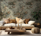 Botanical Lake Wallpaper : Vintage Duck and Reed Toile Wall Mural