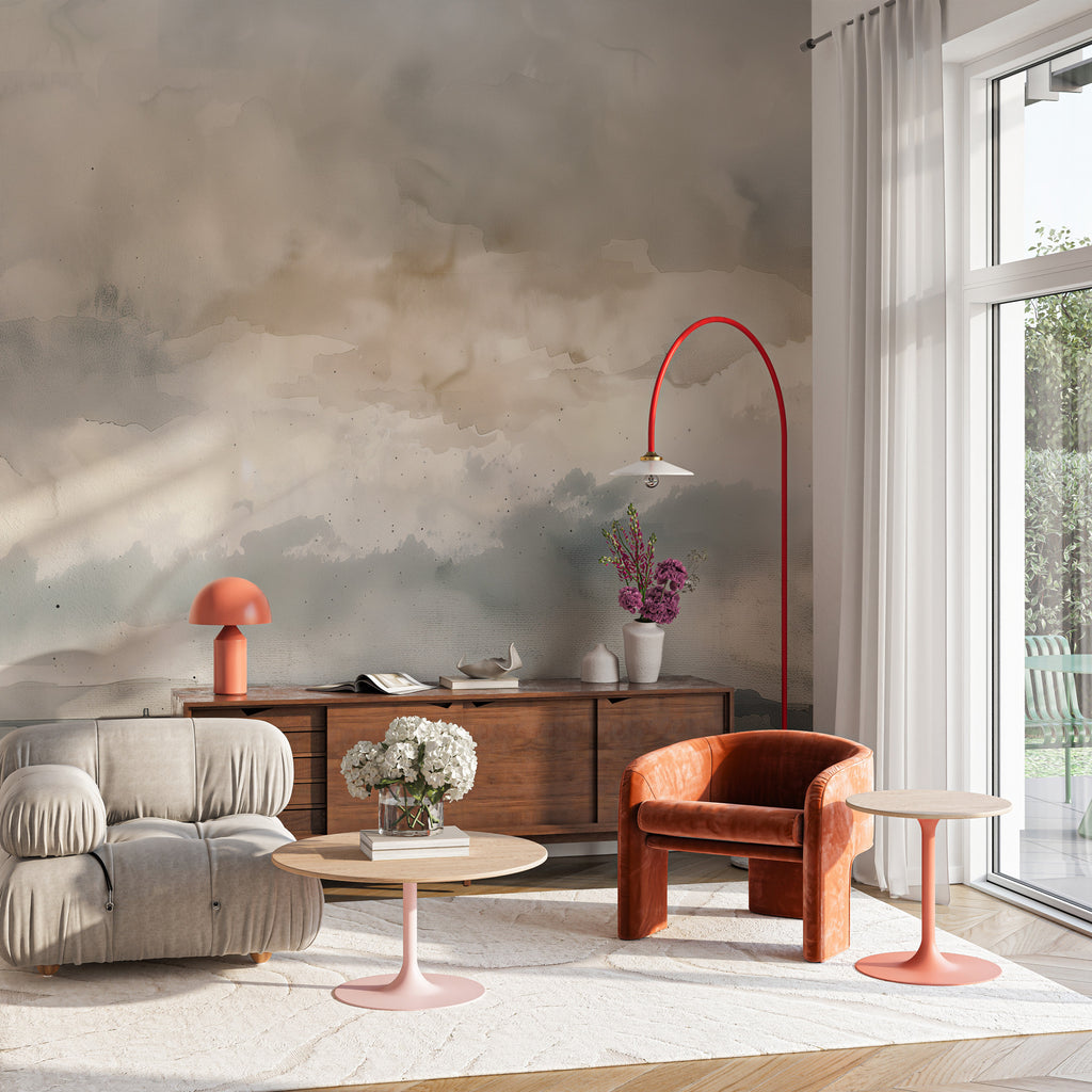 Abstract Cloud Landscape Wallpaper : Modern Grey Mist Wall Mural - View 4