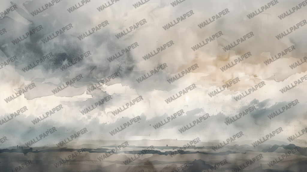 Abstract Cloud Landscape Wallpaper : Modern Grey Mist Wall Mural - View 2