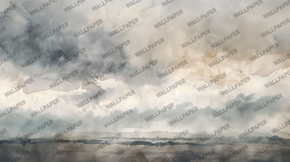Abstract Cloud Landscape Wallpaper : Modern Grey Mist Wall Mural - View 2