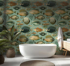 Ocean Fish Wallpaper : Vintage Sea Life Bathroom Wall Mural