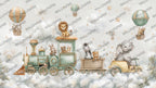 Cloud Train Wallpaper : Teddy Bear and Balloon Nursery Wall Mural - View 2