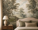 Vintage English Countryside Tree Wallpaper