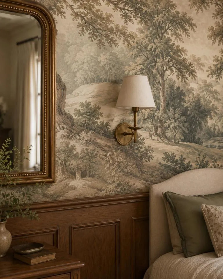 Vintage English Countryside Tree Wallpaper
