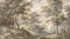 Vintage English Countryside Tree Wallpaper