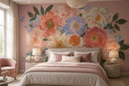 Oil Painted Peony Wallpaper : Oversized Blush Floral Wall Mural - View 3