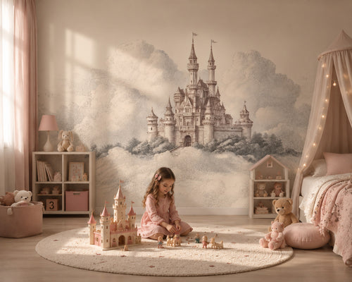 Fairytale Castle Wallpaper : Sepia Cloud Kids Room Wall Mural