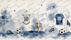 Blue Football Wallpaper : Watercolour Soccer Kids Room Mural - View 2