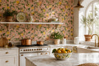 Pink Lemon Blossom Wallpaper : Mediterranean Citrus Kitchen Mural