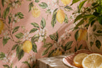Pink Lemon Blossom Wallpaper : Mediterranean Citrus Kitchen Mural - View 4