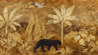 Gold Jungle Panther Wallpaper : Sepia Tropical Leaf Mural - View 2