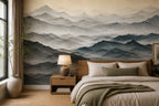 Misty Mountain Layers Wallpaper : Minimalist Ombre Landscape Mural