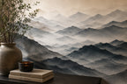 Misty Mountain Layers Wallpaper : Minimalist Ombre Landscape Mural - View 3