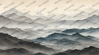 Misty Mountain Layers Wallpaper : Minimalist Ombre Landscape Mural - View 2