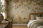 Sage Chinoiserie Peacock Wallpaper : Vintage Blossom Garden Mural - View 3