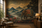 Indian Elephant Tapestry Wallpaper : Mountain Valley Mosaic Mural - View 3