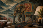 Indian Elephant Tapestry Wallpaper : Mountain Valley Mosaic Mural - View 4