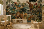 Jungle Safari Animals Wallpaper : Teal Rainforest Kids Wall Mural - View 6